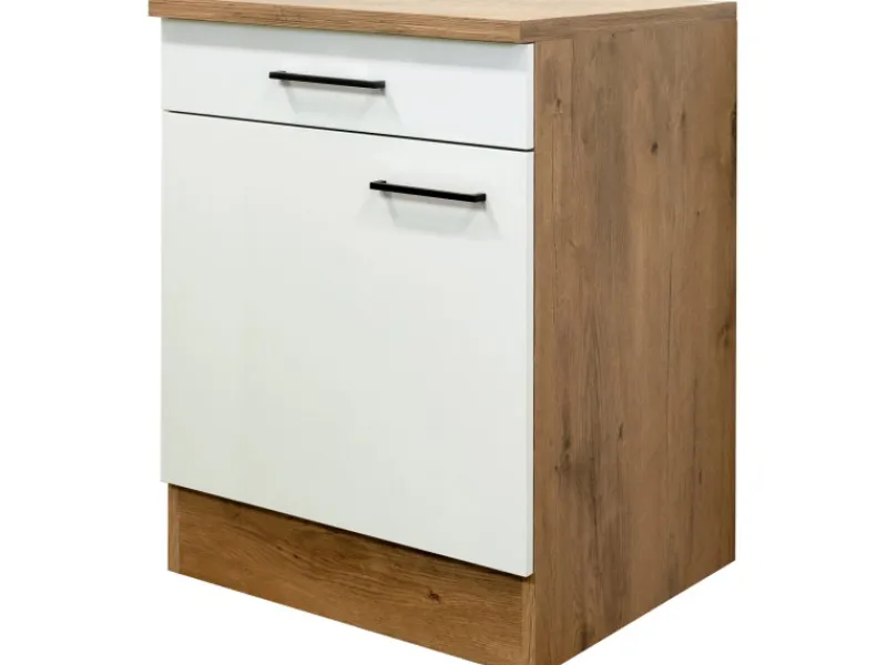 Flex-Well Exclusiv Küchen-Unterschrank Vintea 60 cm Magnolie matt - Lancelot Oak