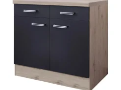 Best Flex-Well Exclusiv Küchen-Unterschrank Lara 80 cm -San Remo Eiche Anthrazit