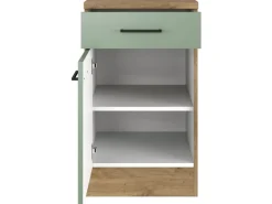 Flex-Well Exclusiv Küchen-Unterschrank Cara 50cm Schilfgrün matt - Artisan Eiche< Küchenschränke