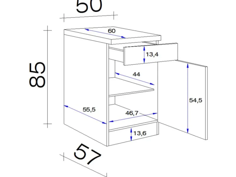 Flex-Well Exclusiv Küchen-Unterschrank Cara 50cm Schilfgrün matt - Artisan Eiche< Küchenschränke