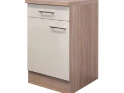 Flex-Well Exclusiv Küchenschränke<Küchen-Unterschrank Orlando 50 cm Kaschmir Glanz-Sonoma Eiche