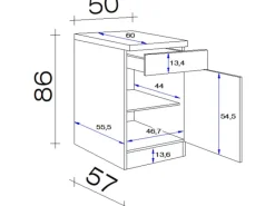 Flex-Well Exclusiv Küchenschränke<Küchen-Unterschrank Orlando 50 cm Kaschmir Glanz-Sonoma Eiche