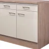 Flex-Well Exclusiv Küchenschränke<Küchen-Unterschrank Orlando 100cm Kaschmir Glanz-Sonoma Eiche