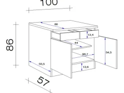 Flex-Well Exclusiv Küchenschränke<Küchen-Unterschrank Orlando 100cm Kaschmir Glanz-Sonoma Eiche