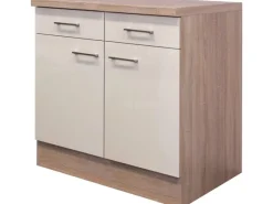 Flex-Well Exclusiv Küchenschränke<Küchen-Unterschrank Orlando 80 cm Kaschmir Glanz-Sonoma Eiche