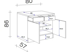 Flex-Well Exclusiv Küchenschränke<Küchen-Unterschrank Orlando 80 cm Kaschmir Glanz-Sonoma Eiche