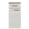 Flex-Well Exclusiv Einbauküchen|Küchenschränke<Küchen-Unterschrank Lund 40 cm Lichtgrau glänzend-Rauchgrau