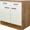 Flex-Well Exclusiv Küchen-Unterschrank Vintea 80 cm Magnolie matt - Lancelot Oak< Küchenschränke