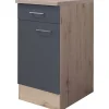 Best Flex-Well Exclusiv Küchen-Unterschrank Morena 40cm Basaltgrau-San Remo Eiche