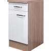 Hot Flex-Well Exclusiv Küchen-Unterschrank Valero 40 cm Hochglanz Weiß-Sonoma Eiche