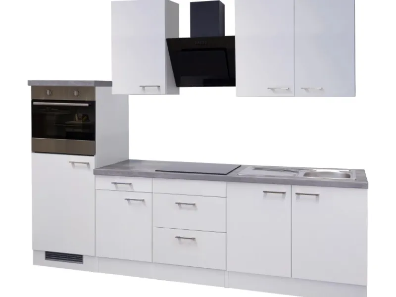 Flex-Well Exclusiv Kochfelder|Kühlschränke<Küchenzeile Joelina 270 cm Weiß
