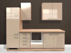 Flex-Well Exclusiv Küchenzeile Orlando 270 cm ohne E-Geräte Kaschmir Glanz< Single-Küchen|Einbauküchen