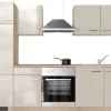 Flex-Well Exclusiv Küchenzeile Orlando 270 cm Kaschmir Glanz - Sonoma Eiche< Einbauküchen|Kühlschränke