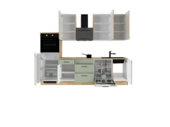 Flex-Well Exclusiv Einbauküchen<Küchenzeile Cara 280 cm Schilfgrün matt - Artisan Eiche