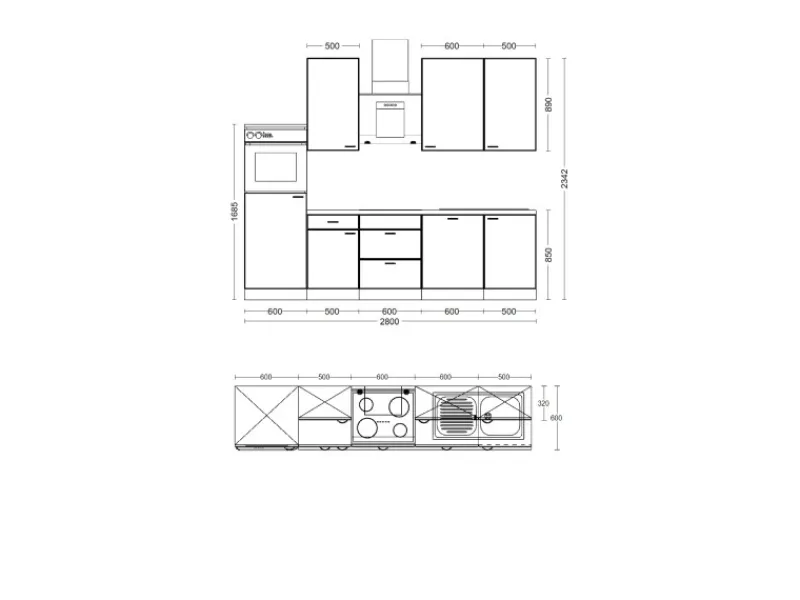 Flex-Well Exclusiv Einbauküchen<Küchenzeile Cara 280 cm Schilfgrün matt - Artisan Eiche