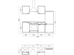 Online Flex-Well Exclusiv Küchenzeile Valero 220 cm Hochglanz Weiß - Sonoma Eiche