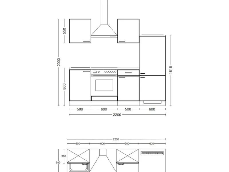 Online Flex-Well Exclusiv Küchenzeile Valero 220 cm Hochglanz Weiß - Sonoma Eiche