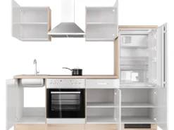 Online Flex-Well Exclusiv Küchenzeile Valero 220 cm Hochglanz Weiß - Sonoma Eiche
