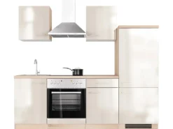 Flex-Well Exclusiv Küchenzeile Orlando 220 cm Kaschmir Glanz - Sonoma Eiche< Single-Küchen|Einbauküchen