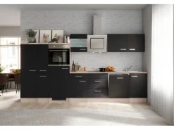 Flex-Well Exclusiv Kühlschränke|Kochfelder<Küchenzeile Lara 360 cm Anthrazit - San Remo Eiche