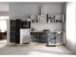 Flex-Well Exclusiv Kühlschränke|Kochfelder<Küchenzeile Lara 360 cm Anthrazit - San Remo Eiche