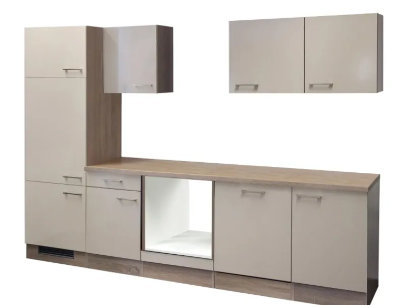 Sale Flex-Well Exclusiv Küchenzeile Orlando 280 cm ohne E-Geräte Kaschmir Glanz