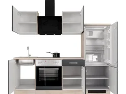 Flex-Well Exclusiv Küchenzeile Lara 220 cm Anthrazit - San Remo Eiche< Single-Küchen|Herde