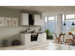 Flex-Well Exclusiv Küchenzeile Joelina 220 cm Weiß matt - Beton Grau< Einbauküchen