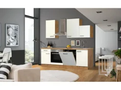 Flex-Well Exclusiv Single-Küchen|Winkelküchen<Küchenzeile Vintea 220 cm Magnolia - Lancelot Oak