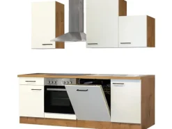 Flex-Well Exclusiv Single-Küchen|Winkelküchen<Küchenzeile Vintea 220 cm Magnolia - Lancelot Oak