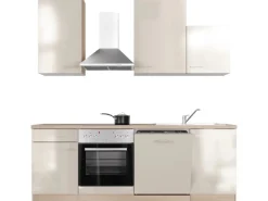 Best Flex-Well Exclusiv Küchenzeile Orlando 220 cm Kaschmir Glanz - Sonoma Eiche