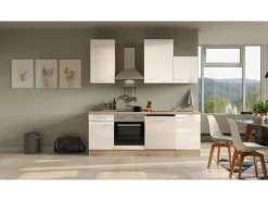 Best Flex-Well Exclusiv Küchenzeile Orlando 220 cm Kaschmir Glanz - Sonoma Eiche