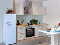 Flex-Well Exclusiv Einbauküchen|Kochfelder<Küchenzeile Orlando 220 cm Kaschmir Glanz-Sonoma Eiche