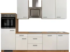 Flex-Well Exclusiv Küchenzeile Vintea 280 cm Magnolia-Lancelot Oak< Kochfelder|Kühlschränke