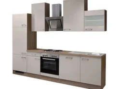 Discount Flex-Well Exclusiv Küchenzeile Orlando 280 cm Kaschmir Glanz-Sonoma Eiche