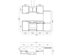 Flex-Well Exclusiv Küchenzeile 1706-002 Lund 220 cm Lichtgrau glänzend-Rauchgrau< Kochfelder|Kühlschränke