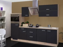 Best Flex-Well Exclusiv Küchenzeile Lara 270 cm Anthrazit-San Remo Eiche NB