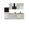 Clearance Flex-Well Exclusiv Küchenzeile Lund 280 cm Lichtgrau glänzend-Rauchgrau