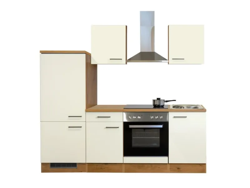 Best Flex-Well Exclusiv Küchenzeile Vintea 220 cm Magnolia matt-Lancelot Oak