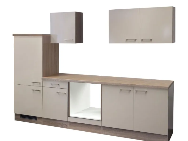 Flex-Well Exclusiv Kühlschränke|Küchenschränke<Küchenzeile Orlando 270 cm ohne E-Geräte Kaschmir Glanz
