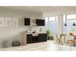 Flex-Well Exclusiv Pantryküchen|Herde<Küchenzeile Lara 210 cm Anthrazit - San Remo Eiche
