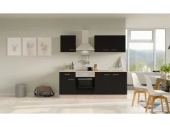 Flex-Well Exclusiv Pantryküchen|Herde<Küchenzeile Lara 210 cm Anthrazit - San Remo Eiche