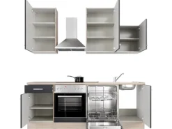 Flex-Well Exclusiv Herde<Küchenzeile Lara 220 cm Anthrazit - San Remo Eiche
