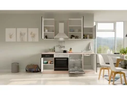 Flex-Well Exclusiv Herde<Küchenzeile Lara 220 cm Anthrazit - San Remo Eiche
