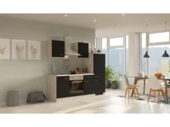 Hot Flex-Well Exclusiv Küchenzeile Lara 220 cm Anthrazit - San Remo Eiche