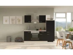 Hot Flex-Well Exclusiv Küchenzeile Lara 220 cm Anthrazit - San Remo Eiche