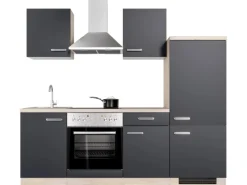 Hot Flex-Well Exclusiv Küchenzeile Lara 220 cm Anthrazit - San Remo Eiche