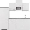 Flex-Well Exclusiv Küchenzeile Joelina 210 cm Weiß matt - Beton Grau< Single-Küchen|Kühlschränke