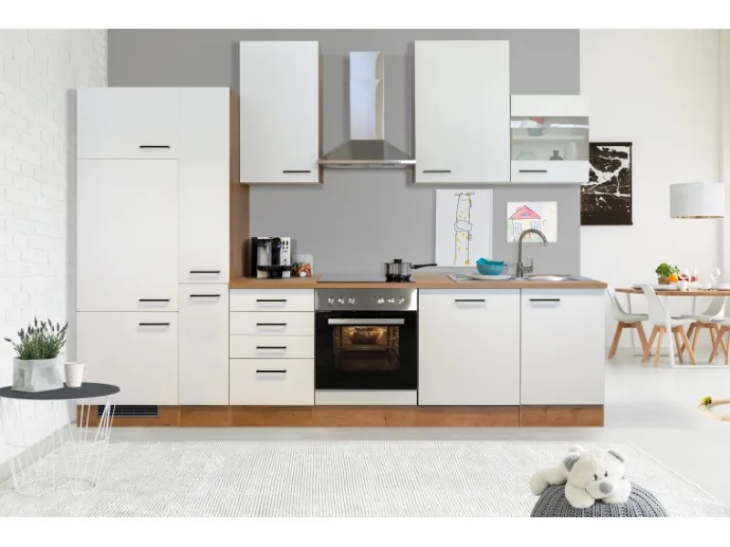 Flex-Well Exclusiv Einbauküchen<Küchenzeile Vintea 310 cm Magnolia-Lancelot Oak
