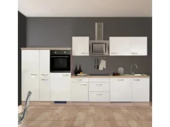 Outlet Flex-Well Exclusiv Küchenzeile Valero 360 cm Hochglanz Weiß